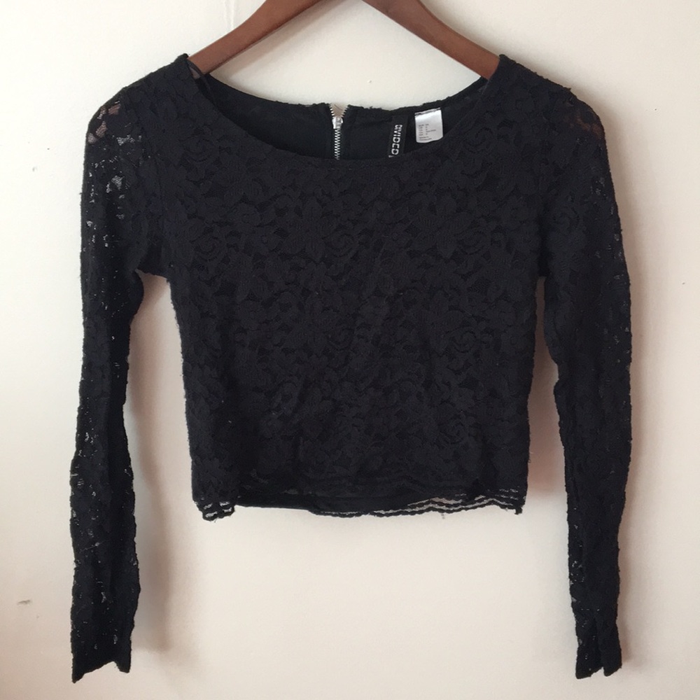 Black lace crop top